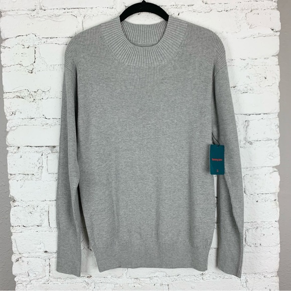 Tommy John Light Heather Grey Mock Crew Neck Lounge Sweater XS - Picture 1 of 10